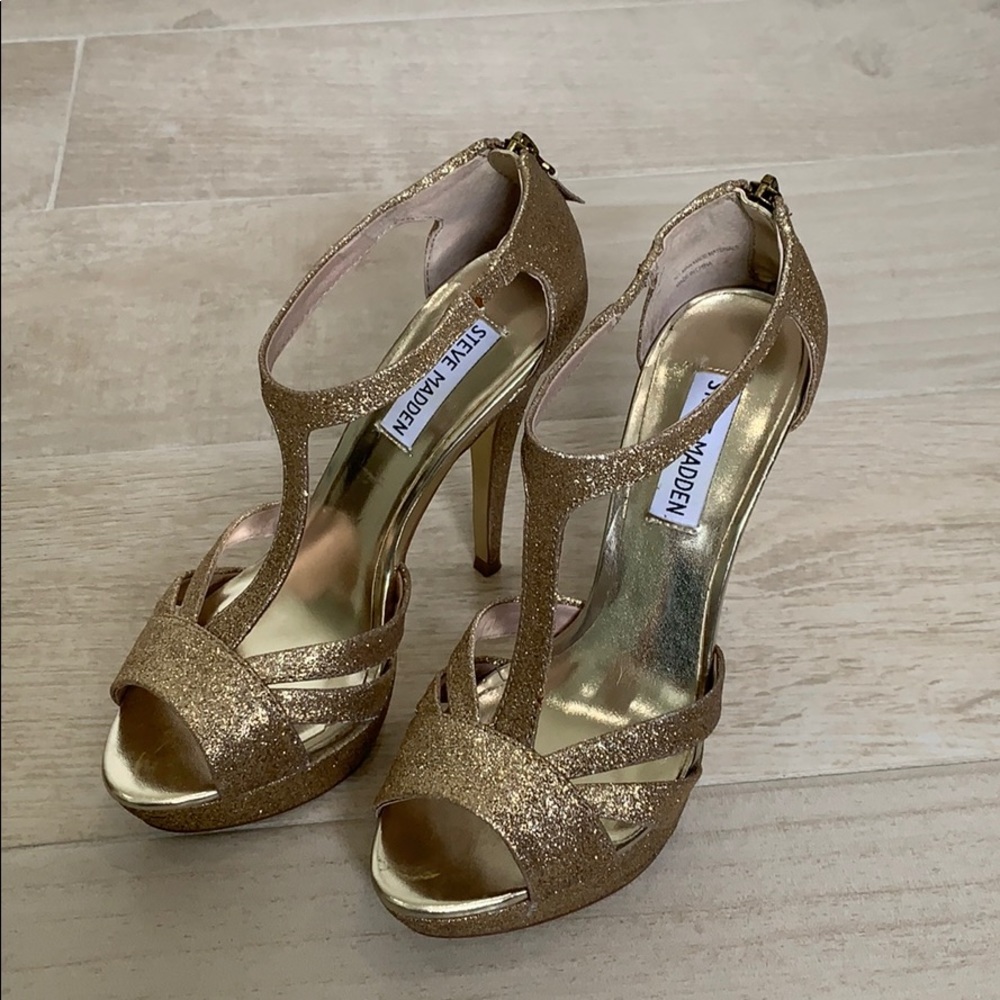 Steve Madden Gold Glitter Heels